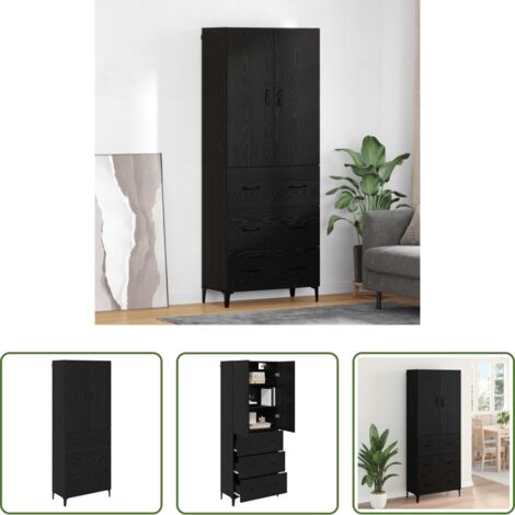 Almacenamiento moderno -  Alacena Roble Negro 69,5 x 34 x 180 cm Madera contrachapada