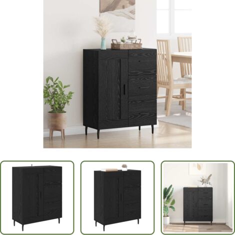 Almacenamiento moderno -  Vitrina con cajón Roble Negro 69,5 x 34 x 90 cm
