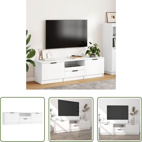 Almacenamiento -  Mueble de TV blanco 140x35x40 cm madera de ingeniería