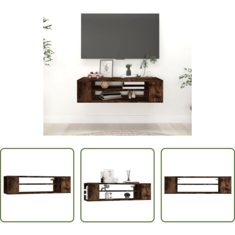 Almacenamiento -  Mueble de TV colgante madera roble ahumado 100x30x26,5 cm