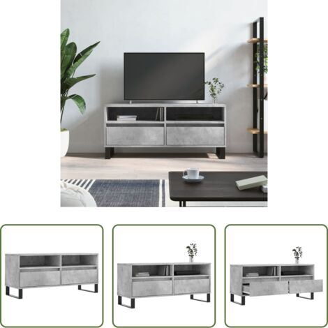 Almacenamiento -  Mueble de TV madera contrachapada gris hormigón 100x34,5x44,5cm