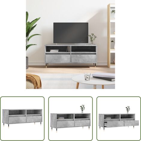 Almacenamiento -  Mueble de TV madera contrachapada gris hormigón 100x34,5x44,5cm