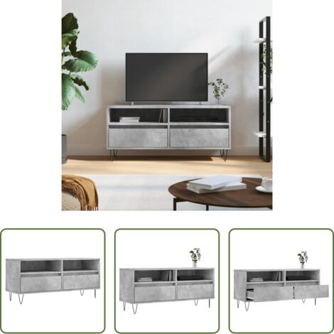 Almacenamiento -  Mueble de TV madera contrachapada gris hormigón 100x34,5x44,5cm