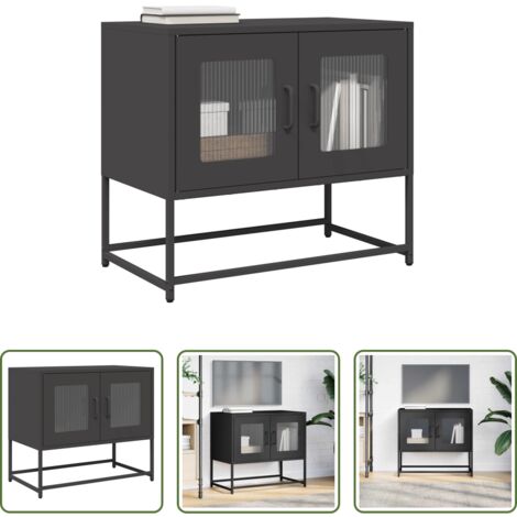 Almacenamiento -  Mueble para TV acero laminado en frío negro 68x39x60,5 cm