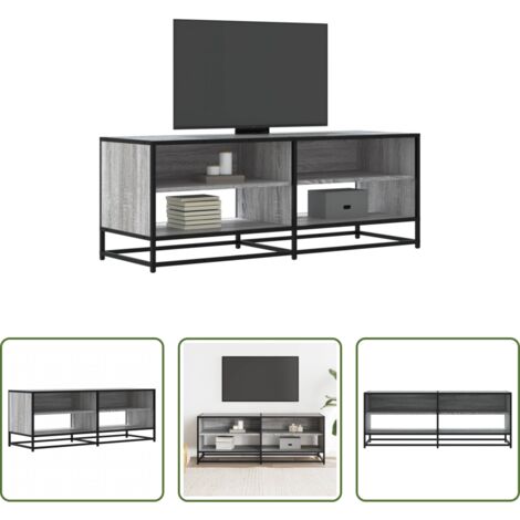 Almacenamiento -  Mueble TV metal y madera ingeniería gris Sonoma 120,5x40x46 cm