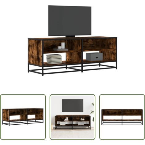 Almacenamiento -  Mueble TV metal y madera ingeniería roble humo 120,5x40x46 cm
