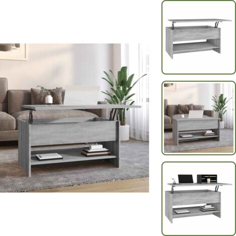 Almacenamiento oculto - vidaXL Mesa de centro madera contrachapada gris Sonoma 80x50x40 cm - Mesa ajustable