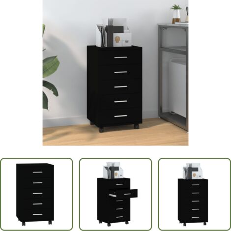 Almacenamiento oficina - Cajonera con ruedas madera contrachapada negro