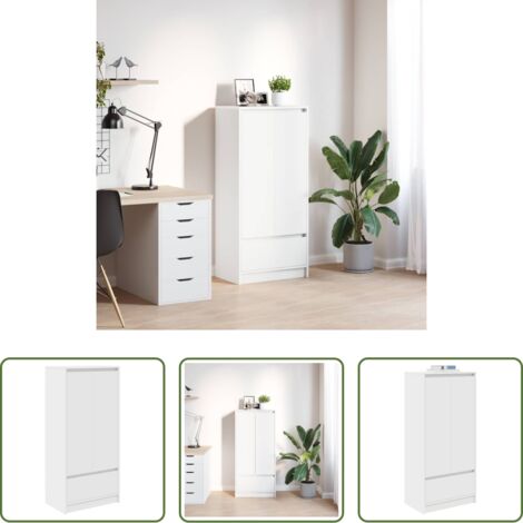 Almacenamiento organizado -  Armario con cajón blanco 55,5x34x119,5 cm Madera de ingeniería