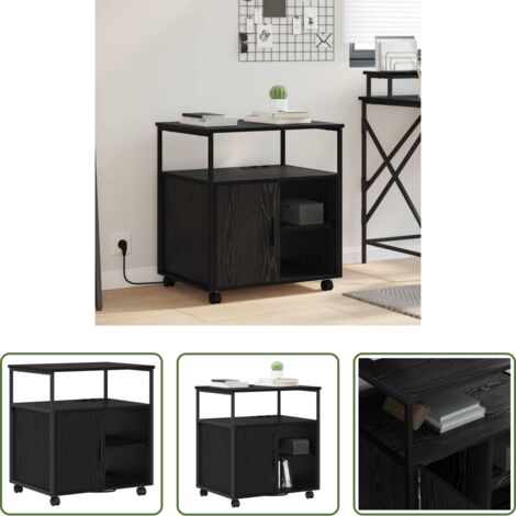 Almacenamiento organizado -  Gabinete con Estación de Carga Roble Negro 61 x 46 x 67 cm
