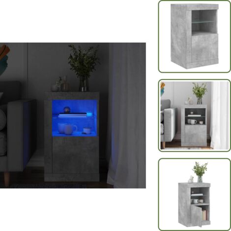 Almacenamiento organizado - vidaXL Aparador con luces LED madera de ingeniería gris hormigón - Armario moderno