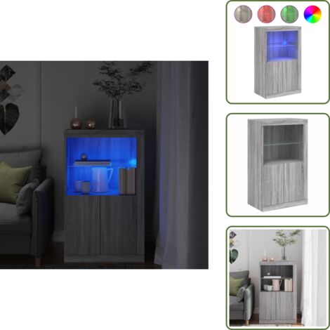 Almacenamiento organizado - vidaXL Aparador con luces LED madera de ingeniería gris Sonoma - Armario de entrada