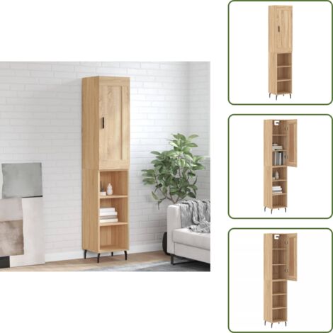 Almacenamiento organizado - vidaXL Aparador de madera contrachapada roble Sonoma 34,5x34x180 cm - Aparador de roble Sonoma
