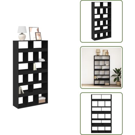 Almacenamiento organizado - vidaXL Estantería de madera de ingeniería negra 100x33x187,5 cm - Estantería decorativa
