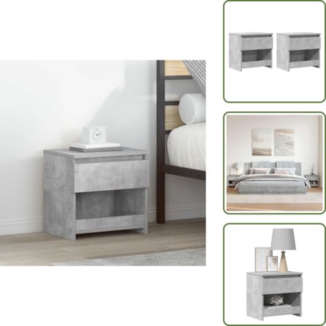 Almacenamiento para cama - vidaXL Mesitas de noche 2 uds contrachapada gris hormigón 40x30x39 cm - Mesas de centro