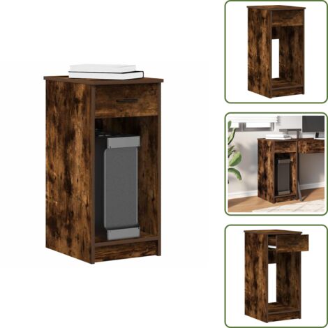 Almacenamiento para computadora - vidaXL Torre de ordenador con cajón roble ahumado 35x45x77 cm - Mesa auxiliar