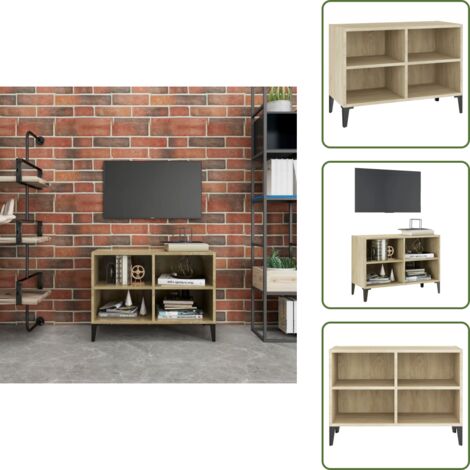 Almacenamiento para DVD - vidaXL Mueble de TV con patas metal color roble Sonoma 69,5x30x50 cm - Mueble de sala