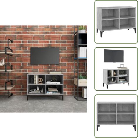 Almacenamiento para DVD - vidaXL Mueble de TV con patas metal gris hormigón 69,5x30x50 cm - Mueble con compartimentos
