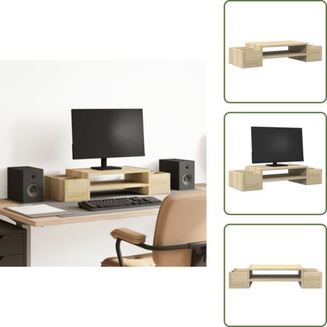 Almacenamiento para oficina - vidaXL Soporte de pantalla con almacenaje roble Sonoma 70x27x15 cm - Soporte de monitor con estante