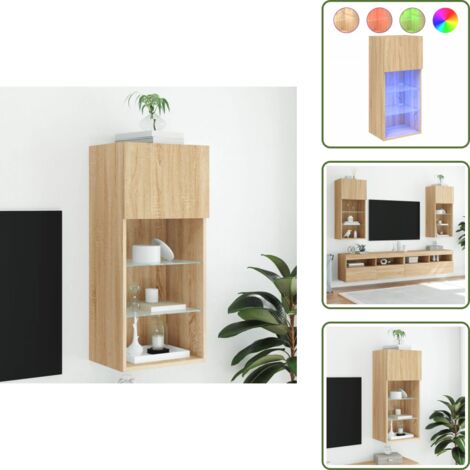 Almacenamiento para TV - vidaXL Mueble para TV con luces LED roble Sonoma 40,5x30x90 cm - Mueble de pared