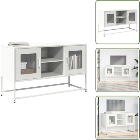 Almacenamiento para TV - vidaXL Mueble para TV de acero blanco 100,5x39x60,5 cm - Mueble de acero