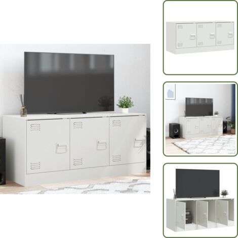 Almacenamiento para TV - vidaXL Mueble para TV de acero blanco 99x39x44 cm - Mueble de TV moderno