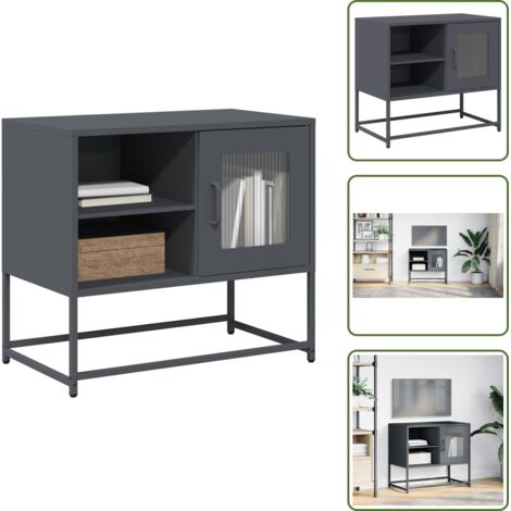 Almacenamiento para TV - vidaXL Mueble para TV de acero gris antracita 68x39x60,5 cm - Mueble de acero