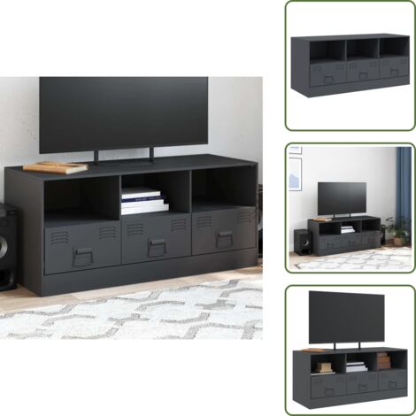 Almacenamiento para TV - vidaXL Mueble para TV de acero gris antracita 99x39x44 cm - Estantes para TV
