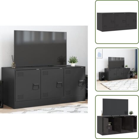 Almacenamiento para TV - vidaXL Mueble para TV de acero negro 99x39x44 cm - Mueble de acero negro