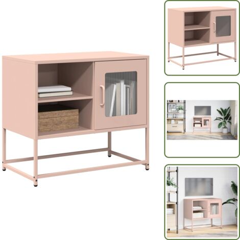 Almacenamiento para TV - vidaXL Mueble para TV de acero rosa 68x39x60,5 cm - Mueble rosa