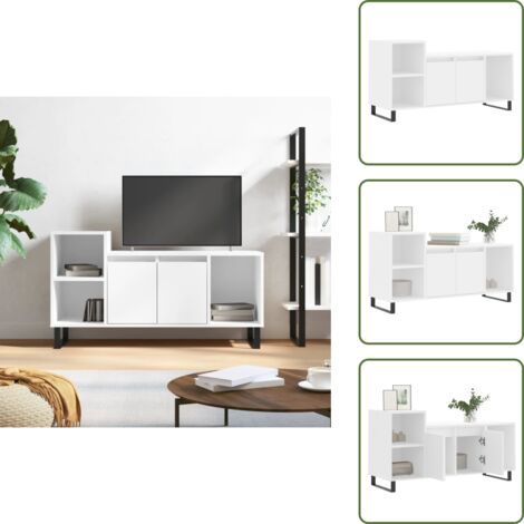 Almacenamiento para TV - vidaXL Mueble para TV madera contrachapada blanco 100x35x55 cm - Muebles decorativos