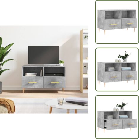 Almacenamiento para TV - vidaXL Mueble para TV madera contrachapada gris hormigón 80x36x50 cm - Mueble decorativo