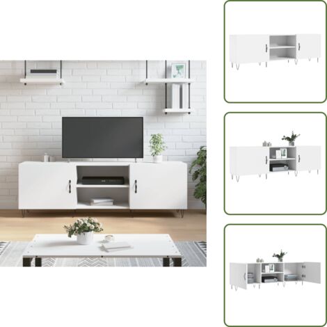 Almacenamiento para TV - vidaXL Mueble para TV madera de ingeniería blanco 150x30x50 cm - Mueble de TV con puerta
