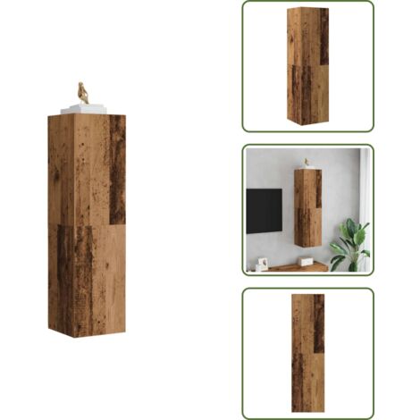 Almacenamiento para TV - vidaXL Mueble pared de TV madera ingeniería envejecida 30,5x30x110 cm - Madera de ingeniería