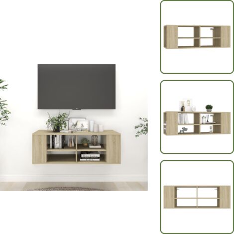 Almacenamiento para TV - vidaXL Mueble pared TV madera contrachapada roble Sonoma 102x35x35 cm - Mueble de madera