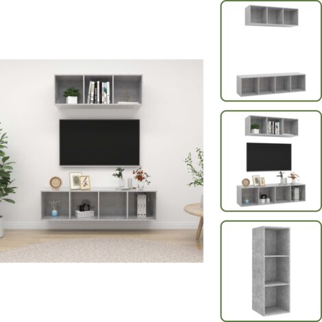 Almacenamiento para TV - vidaXL Set de muebles de salón 2 pzas madera ingeniería gris hormigón - Muebles de madera