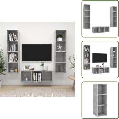 Almacenamiento para TV - vidaXL Set de muebles de salón 3 pzas madera ingeniería gris hormigón - Muebles de madera
