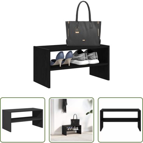 Almacenamiento vertical -  Zapatero apilable roble negro 60x30x30,5 cm