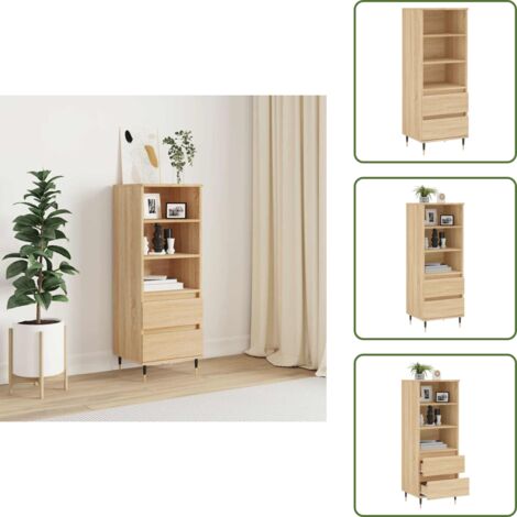 Almacenamiento - vidaXL Aparador alto madera contrachapada roble Sonoma 40x36x110 cm - Muebles industriales