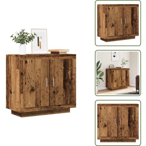 Almacenamiento - vidaXL Aparador de madera contrachapada envejecida 80x40x75 cm - Muebles de madera