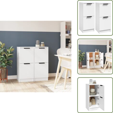 Almacenamiento - vidaXL Aparadores 2 uds madera contrachapada blanco 30x30x70 cm - Muebles decorativos