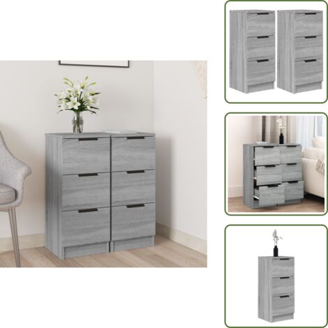 Almacenamiento - vidaXL Aparadores 2 uds madera contrachapada gris Sonoma 30x30x70 cm - Decoración