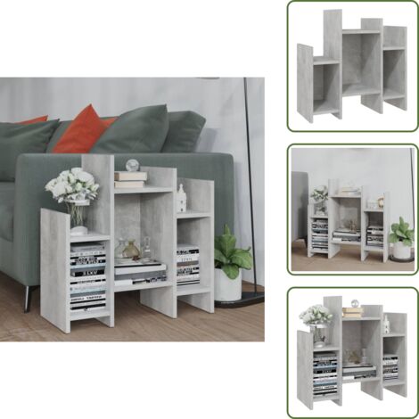 Almacenamiento - vidaXL Armario auxiliar madera contrachapada gris hormigón 60x26x60 cm - Mesa auxiliar
