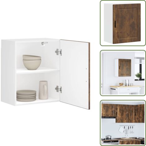 Almacenamiento - vidaXL Armario de pared cocina Porto madera ingeniería roble ahumado - Madera de ingeniería