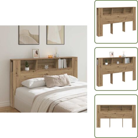 Almacenamiento - vidaXL Cabecero armario madera roble artisian 180x18,5x102,5 cm - Muebles para dormitorio
