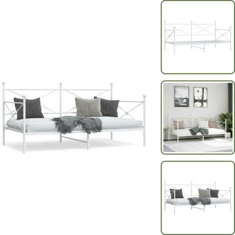 Almacenamiento - vidaXL Diván sin colchón blanco 100x200 cm acero - Soporte