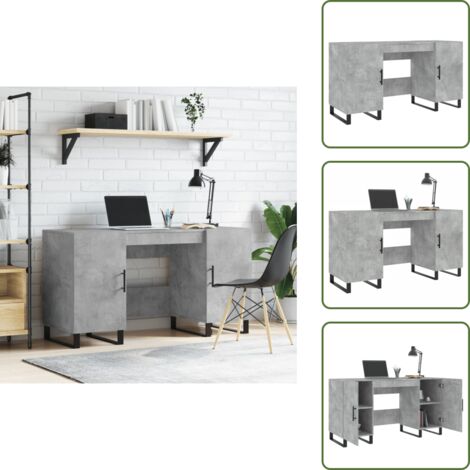 Almacenamiento - vidaXL Escritorio madera de ingeniería gris hormigón 140x50x75 cm - Escritorio industrial