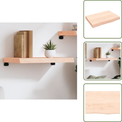 Almacenamiento - vidaXL Estante de pared madera maciza roble sin tratar 60x40x(2-6) cm - Estante de baño