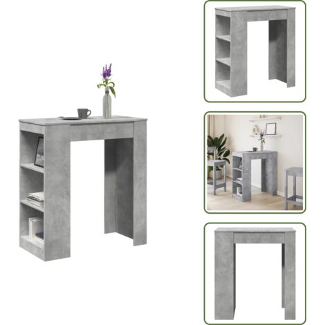 Almacenamiento - vidaXL Mesa alta bar con estantes madera gris hormigón 95x47x103,5 cm - Mesa alta