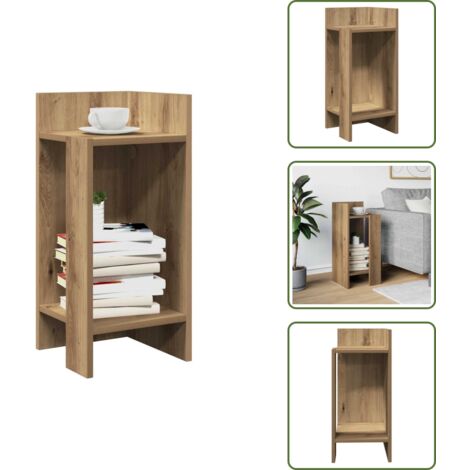 Almacenamiento - vidaXL Mesa auxiliar con estante roble artisan 25,5x27x60 cm - Cómoda